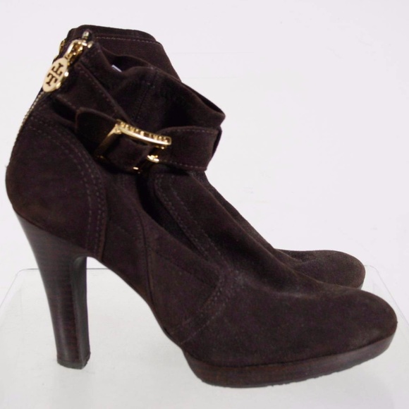 Tory Burch Shoes - Tory Burch Brown Leather Suede Ankle Booties Size